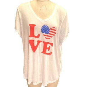 Fifth Sun Graphic Tee Shirt LOVE USA Flag Heart Retro Beach Cover-Up Sz 1X 203N